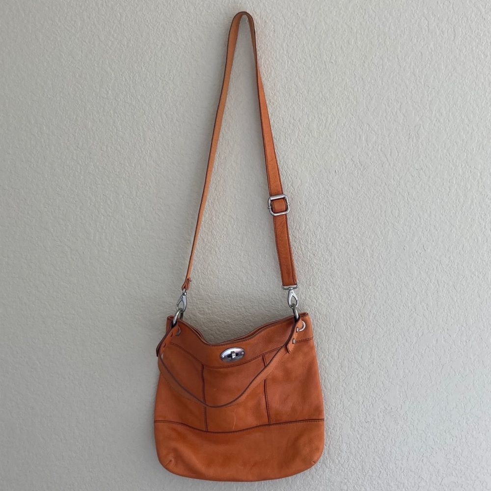Fossil — Orange Leather Crossbody Bag